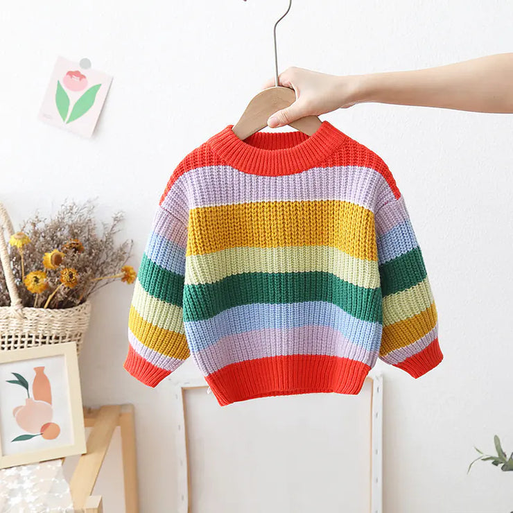 Striped Knitted Pullover for Baby Girls