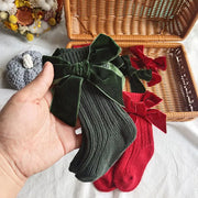 Baby Bowknot Woolen Solid Color Tube Socks