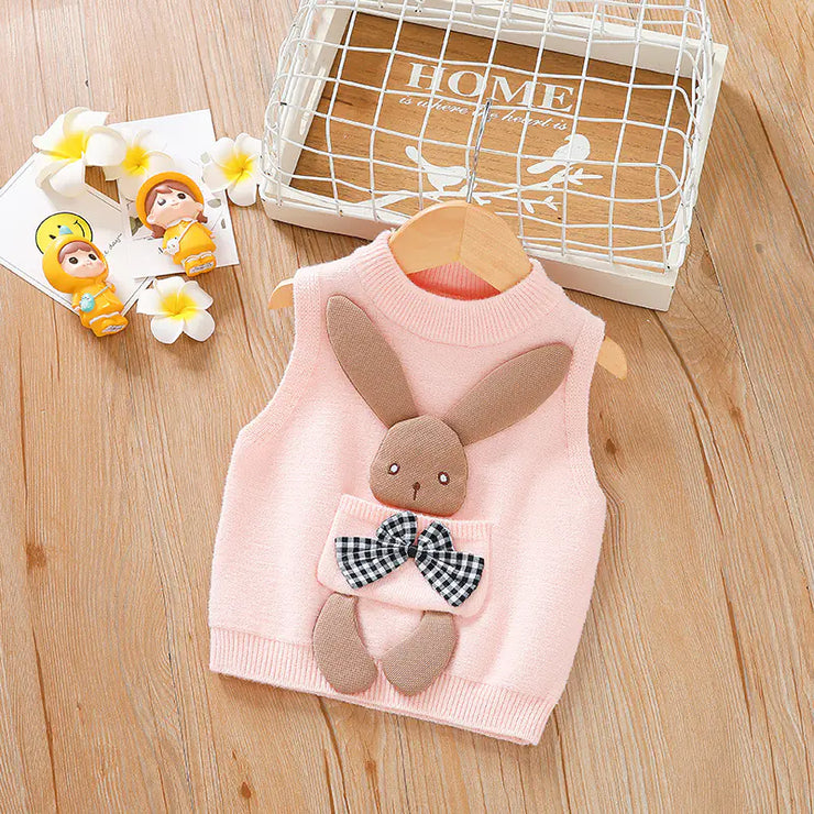 Knitted Cartoon Sweater for Baby Girls