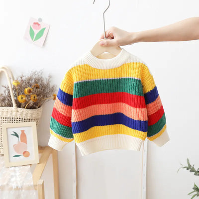 Striped Knitted Pullover for Baby Girls