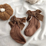 Baby Bowknot Woolen Solid Color Tube Socks